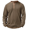 Men's Casual Long Sleeve Plain Henley Shirt