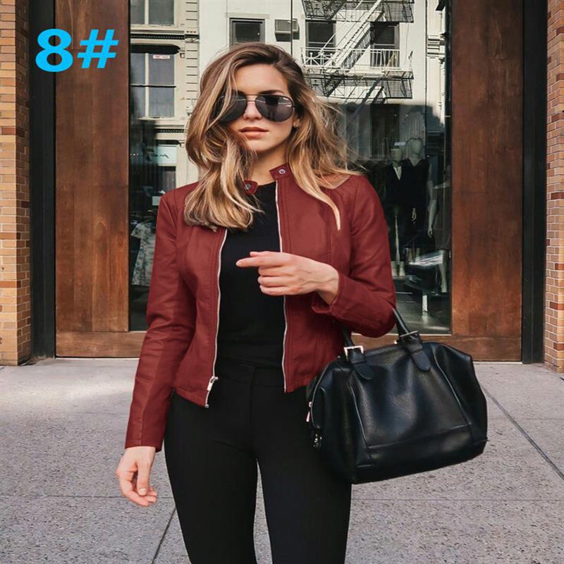 Women's Fashion Faux Leather Blazer Short Jacket