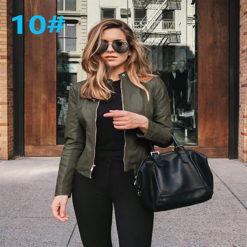 Women's Fashion Faux Leather Blazer Short Jacket