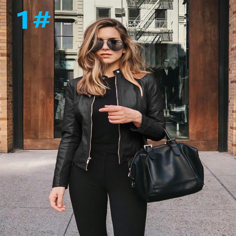 Women's Fashion Faux Leather Blazer Short Jacket