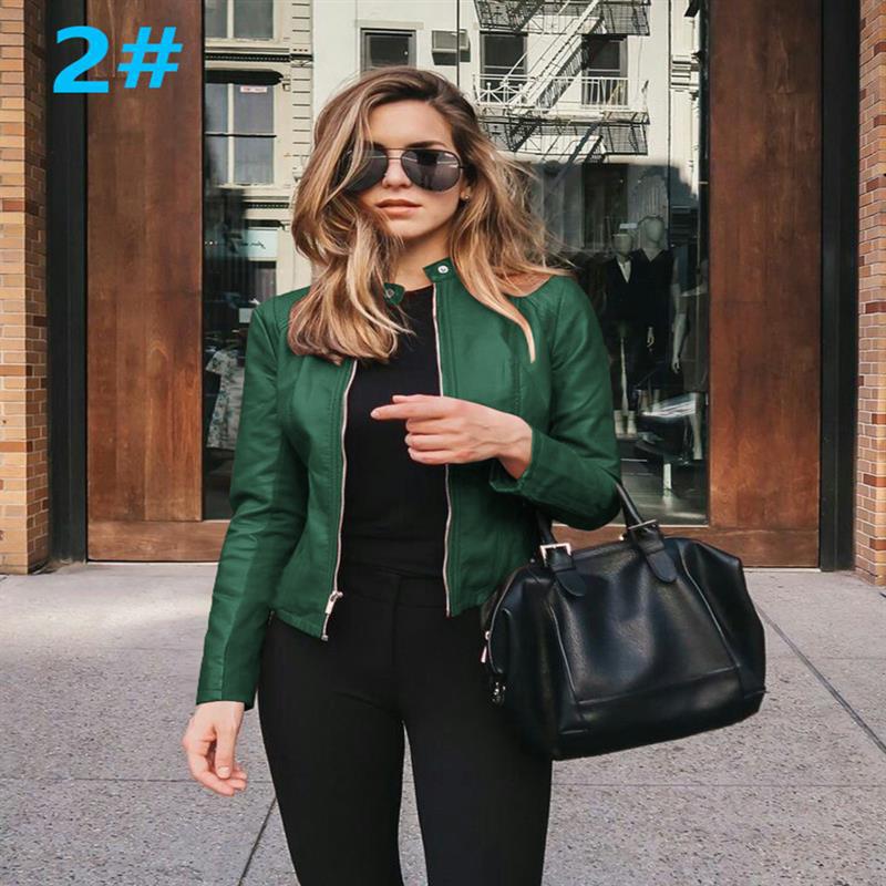 Women's Fashion Faux Leather Blazer Short Jacket