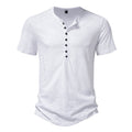 Men's Solid Color Short Sleeve Henley T-Shirt