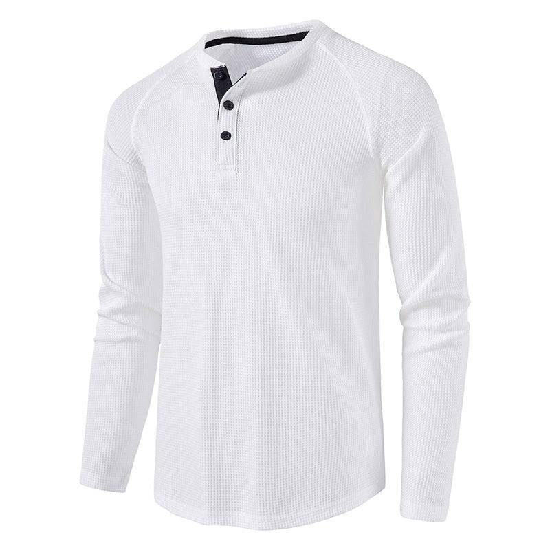 Men's Solid Color Long Sleeve Henley Shirts