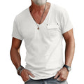Men's Solid Color U-neck Short Sleeve T-shirt