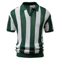 Men's Vintage Striped Hollow Out Polo Shirt