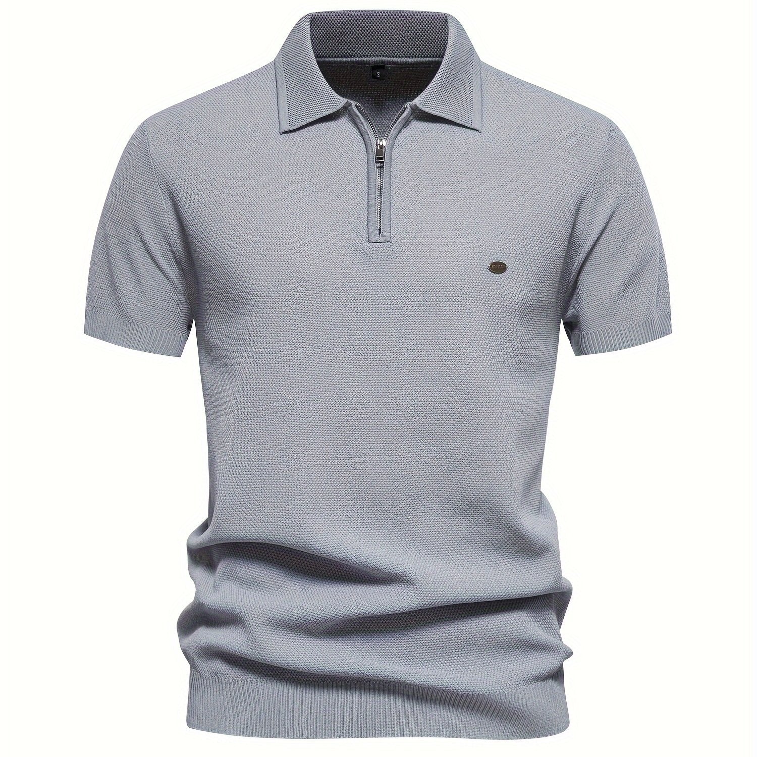 Men's Casual Zipper Lapel Short Sleeve Golf Shirt