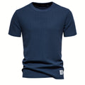 Men's Comfy Lightweight Short Sleeve Crew Neck Solid Waffle T-shirt