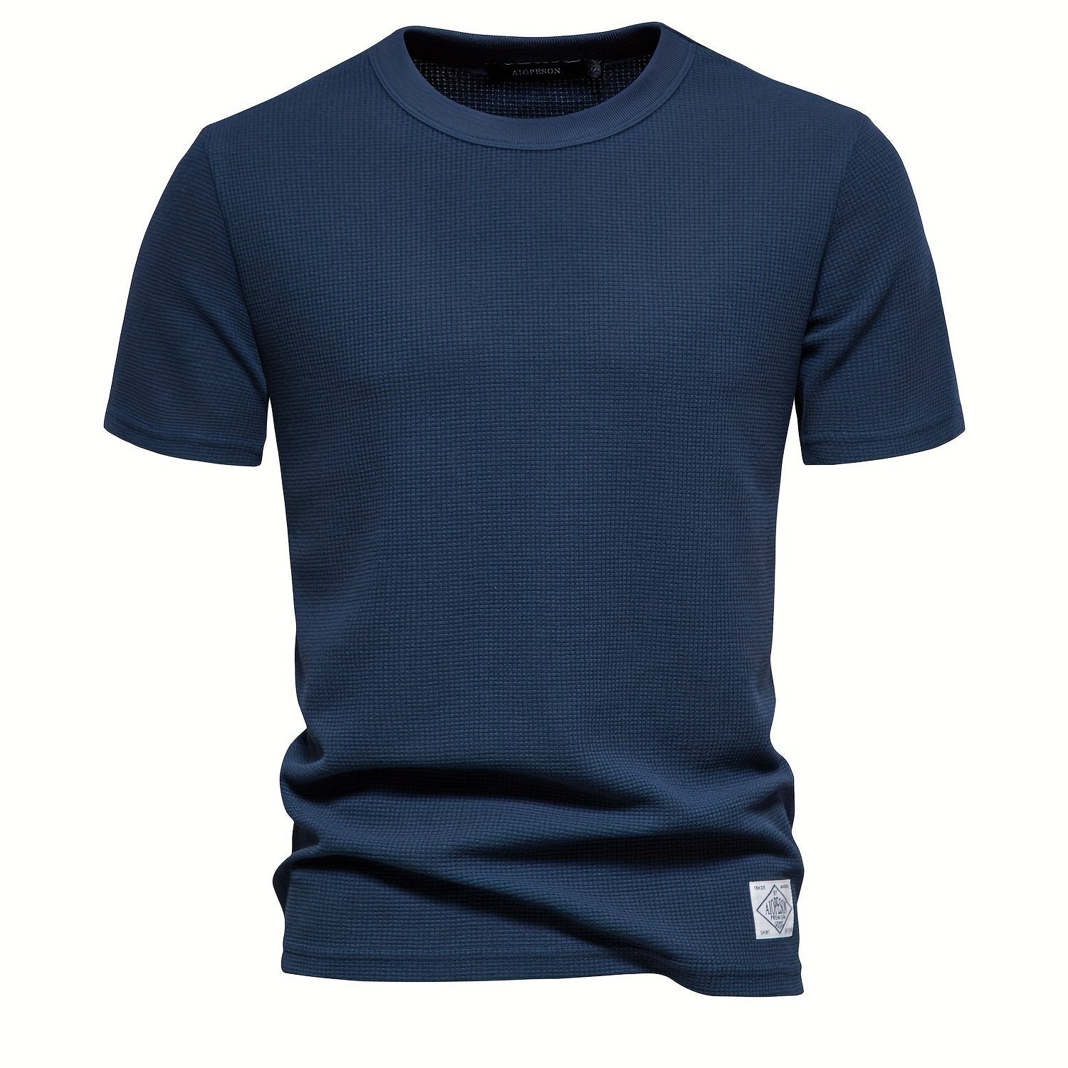 Men's Comfy Lightweight Short Sleeve Crew Neck Solid Waffle T-shirt