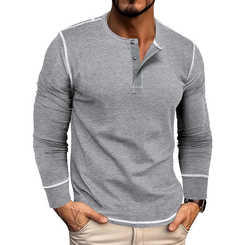 Men's Colorblock Long Sleeve Henley T-Shirt