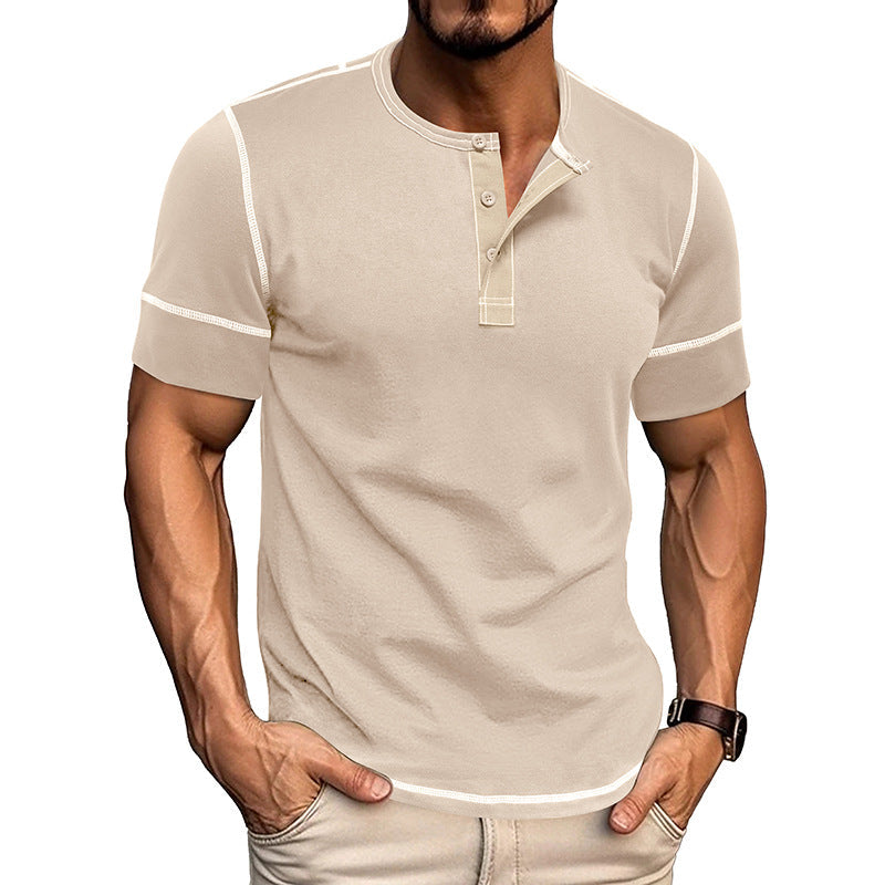 Men's Muscle Fit Colorblock Henley T-Shirt