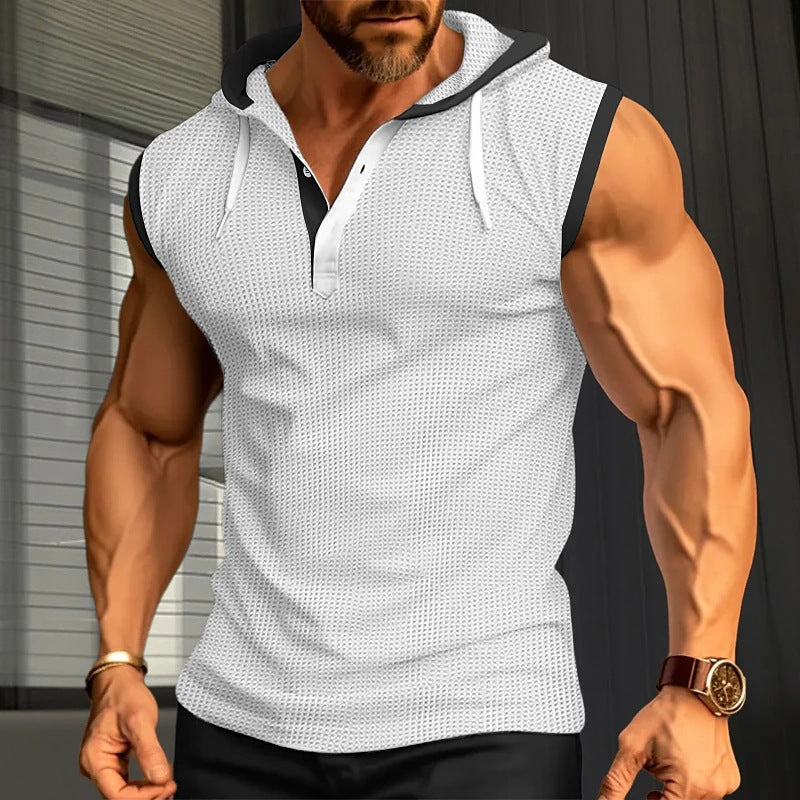 Men's Casual Loose Fit Hooded Pullover Vest