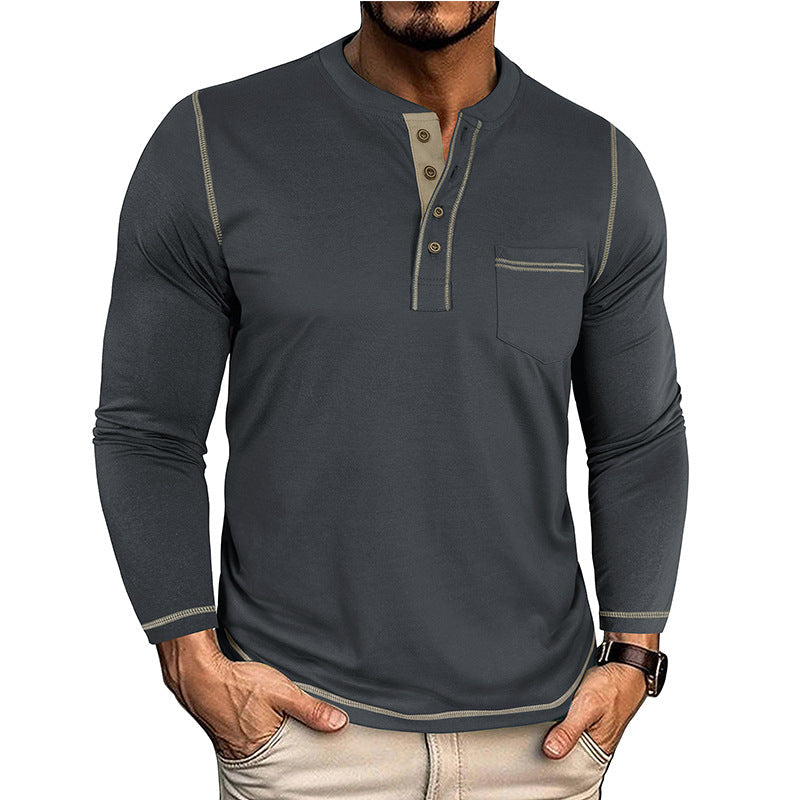 Men's Vintage Colorblock Henley T-Shirt