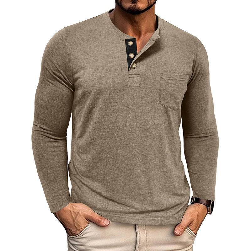 Men's Casual Long Sleeve Henley T-Shirts