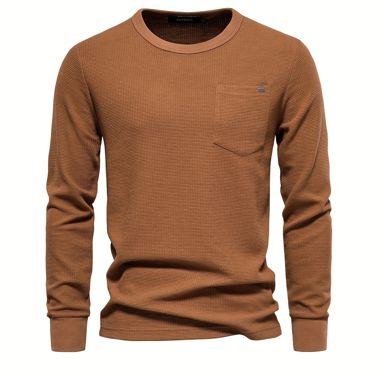 Men's Casual Comfy Long Sleeve Waffle T-shirt