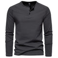 Men's Solid Color Casual Long Sleeve Henley T-Shirt