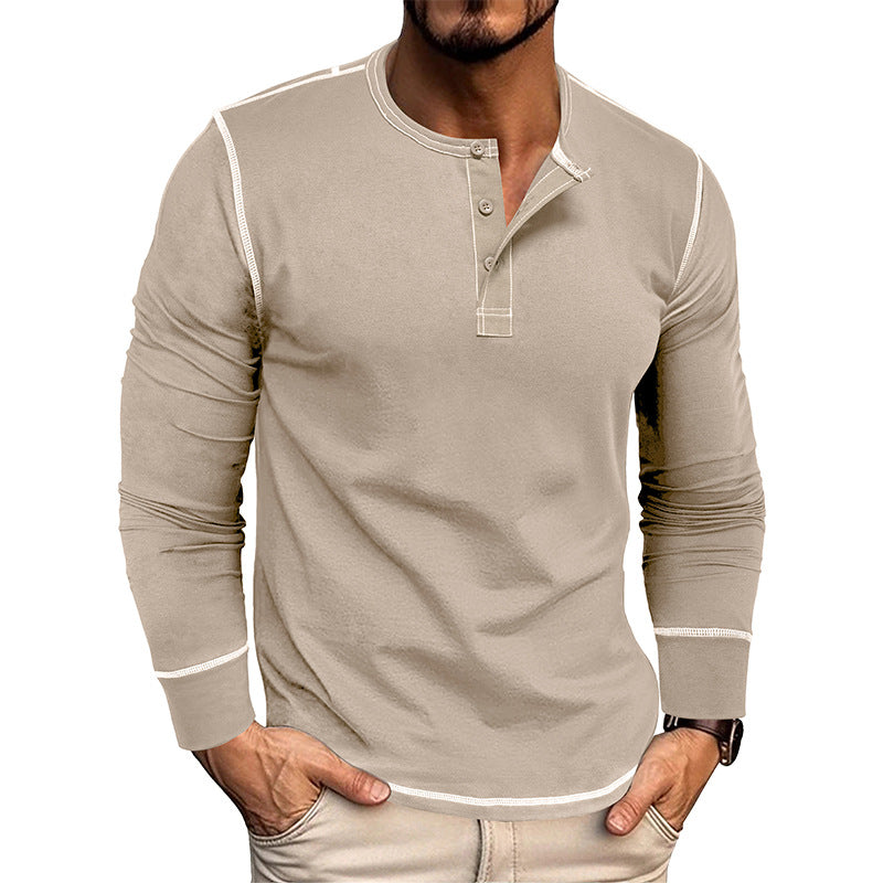 Men's Colorblock Long Sleeve Henley T-Shirt