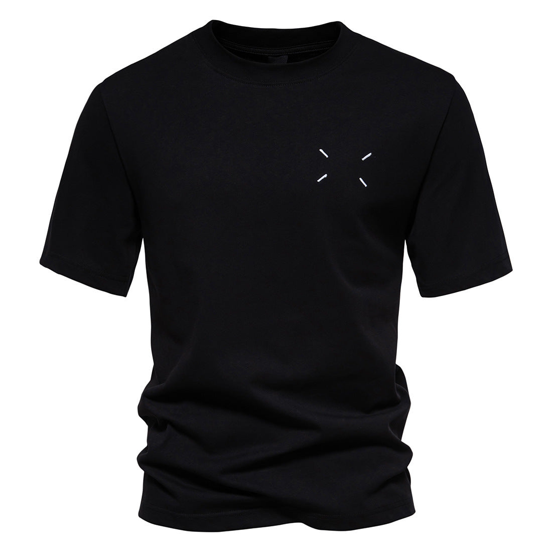 Men's Cotton Embroidered Round Neck Short Sleeve T-Shirt