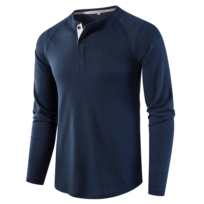 Men's Solid Color Long Sleeve Henley Shirts