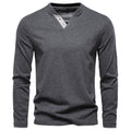 Men's Cotton V-Neck Long Sleeve T-Shirt