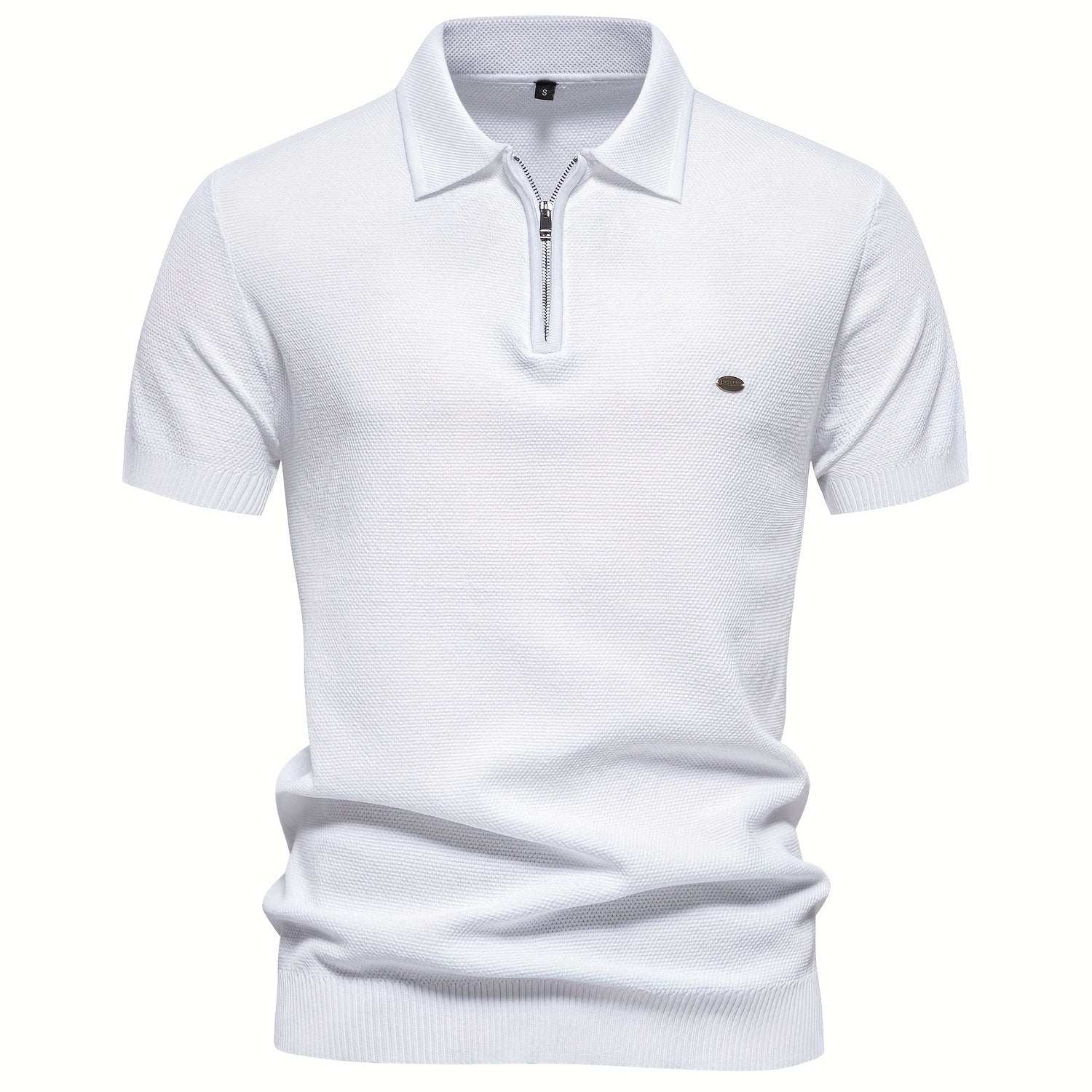 Men's Casual Zipper Lapel Short Sleeve Golf Shirt