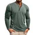 Men's Muscle Long Sleeve Henley T-Shirt