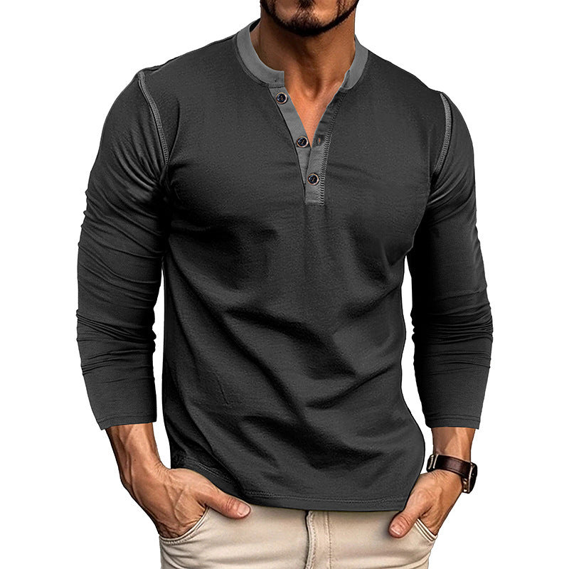 Men's Long Sleeve Vintage Henley T-Shirt