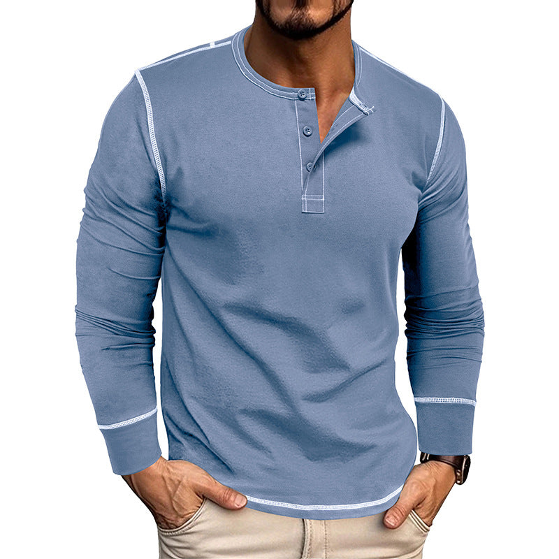 Men's Colorblock Long Sleeve Henley T-Shirt