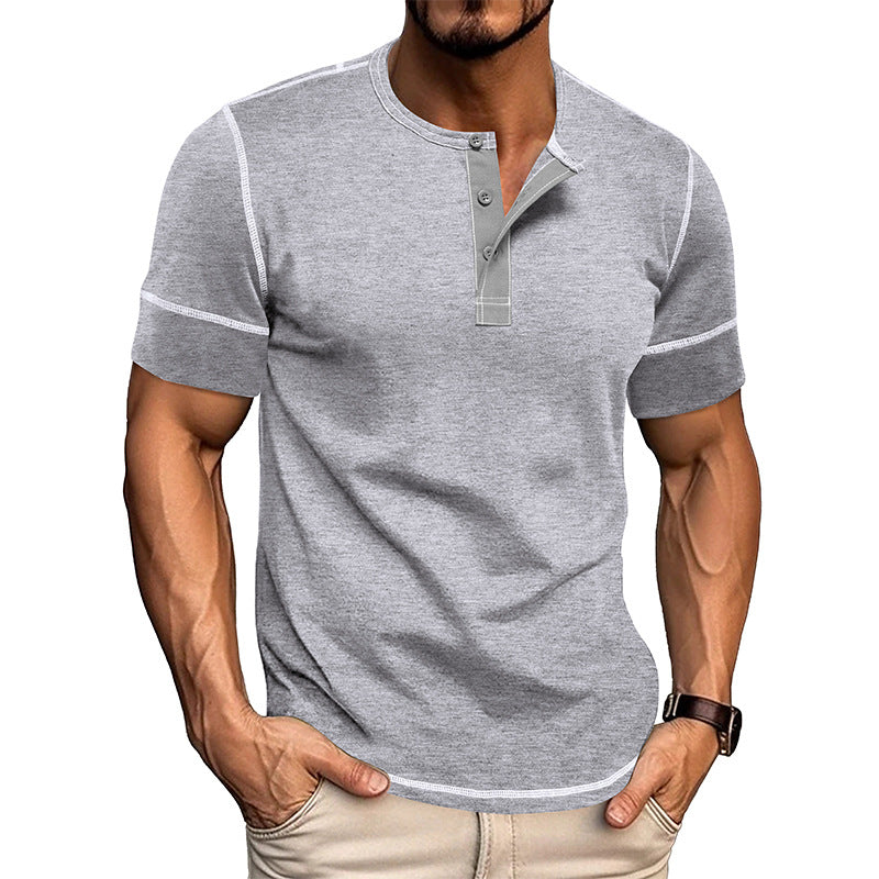 Men's Muscle Fit Colorblock Henley T-Shirt