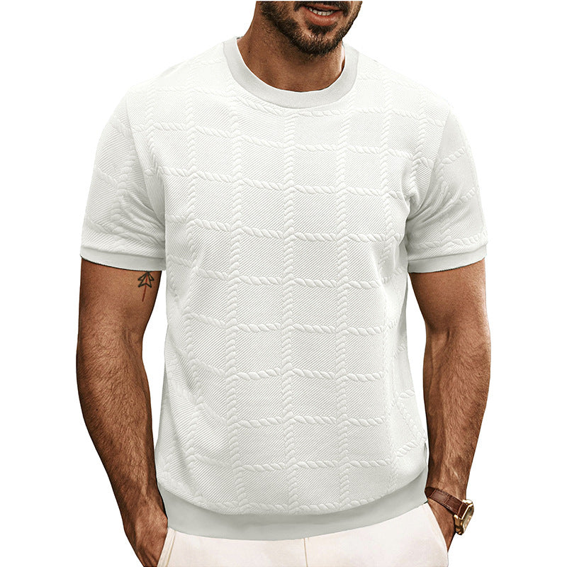 Men's Jacquard Knit Crew Neck T-Shirt