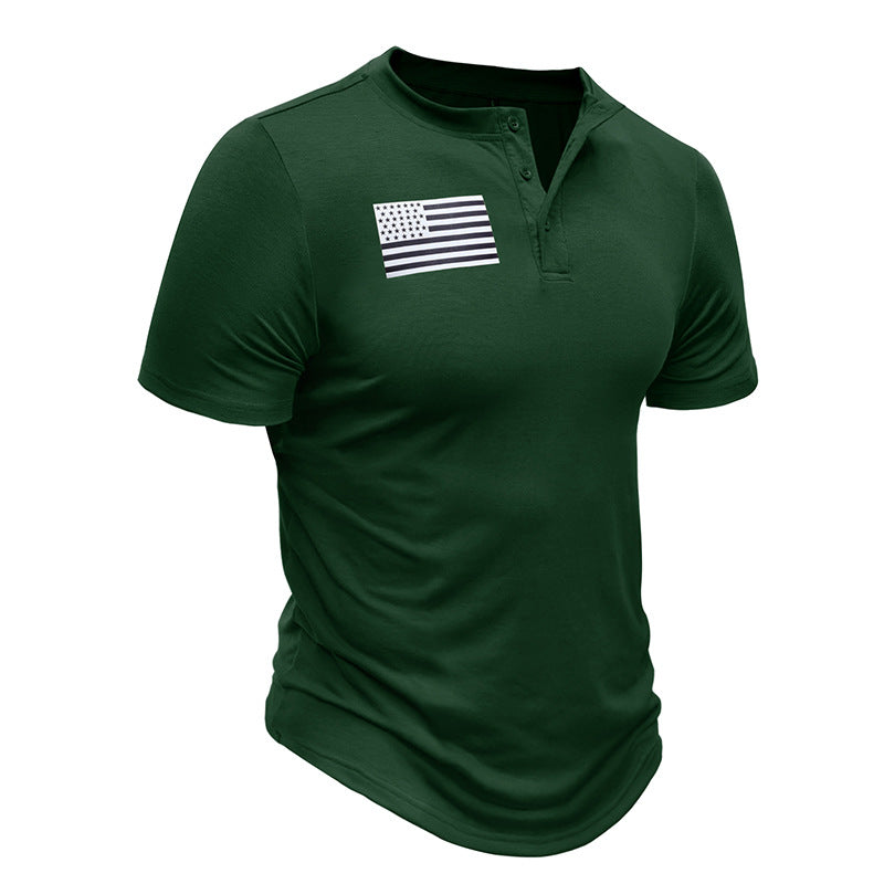 Men's Print Short Sleeve Henley T-Shirt