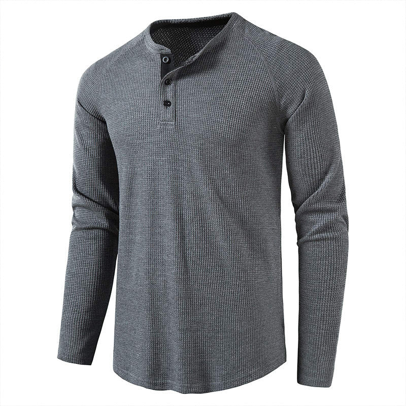 Men's Solid Color Long Sleeve Henley Shirts