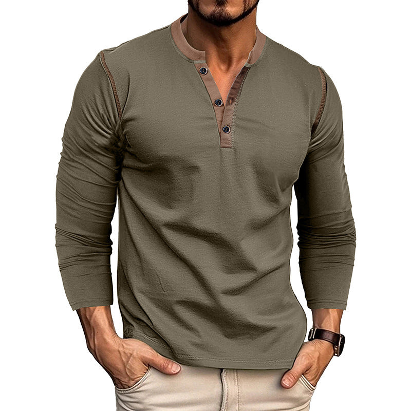 Men's Long Sleeve Vintage Henley T-Shirt