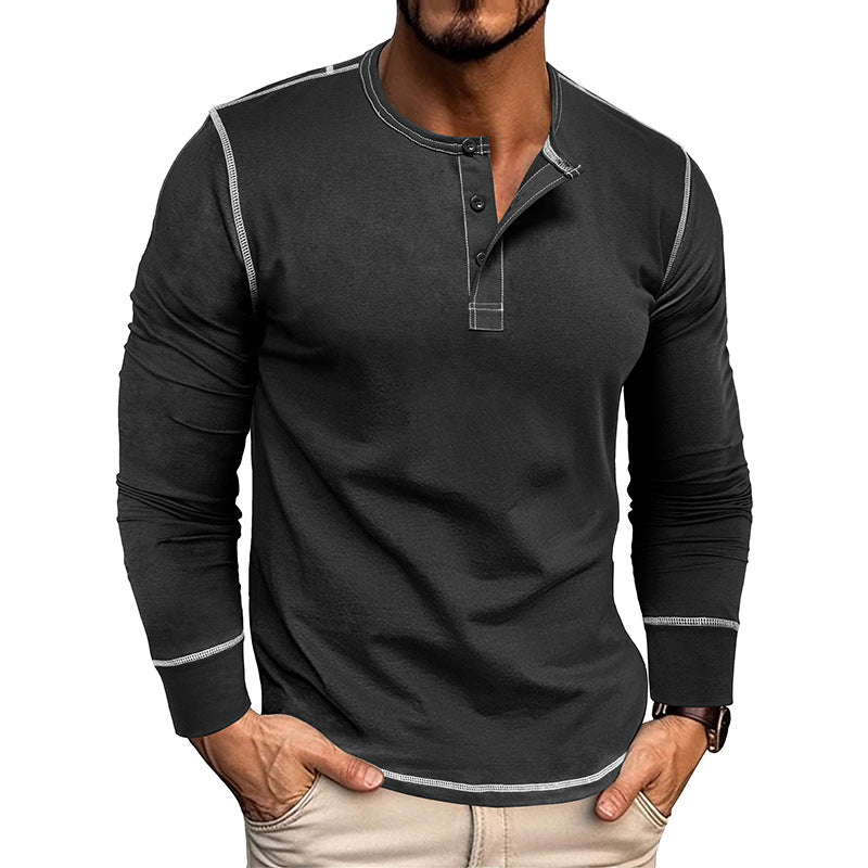 Men's Colorblock Long Sleeve Henley T-Shirt