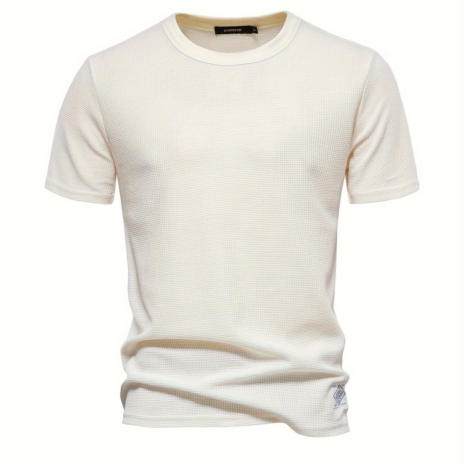 Men's Comfy Lightweight Short Sleeve Crew Neck Solid Waffle T-shirt