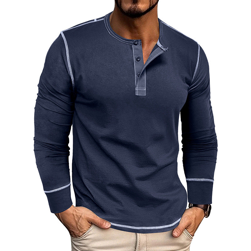 Men's Colorblock Long Sleeve Henley T-Shirt