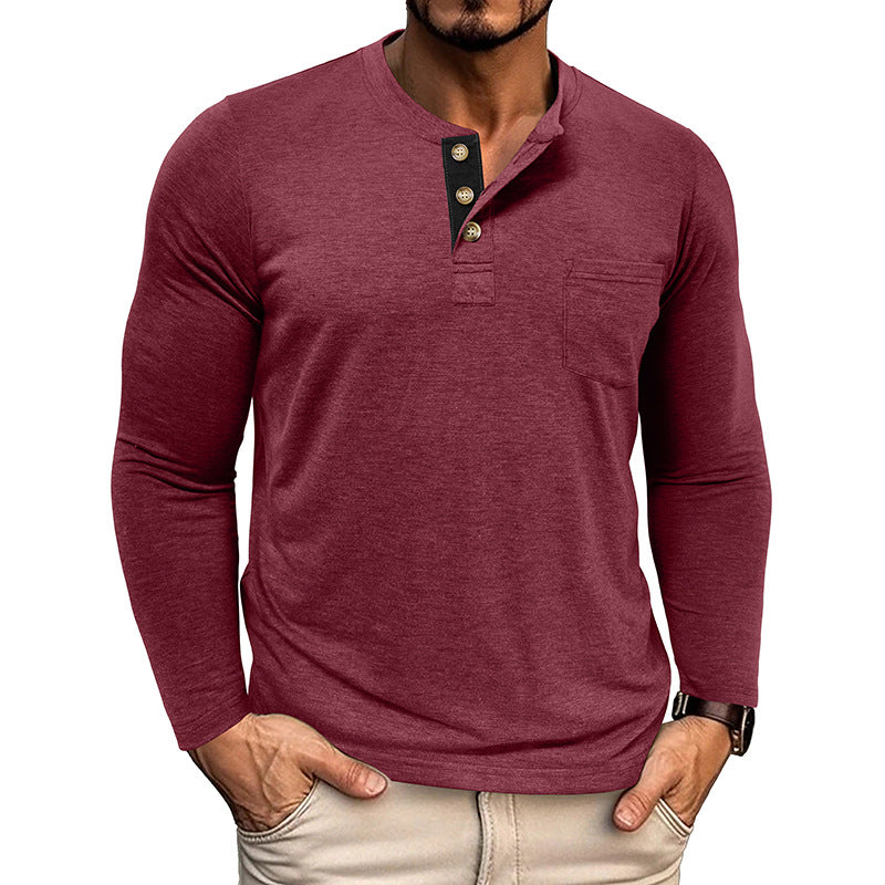 Men's Casual Long Sleeve Henley T-Shirts
