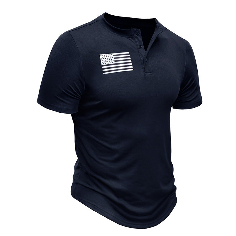 Men's Print Short Sleeve Henley T-Shirt