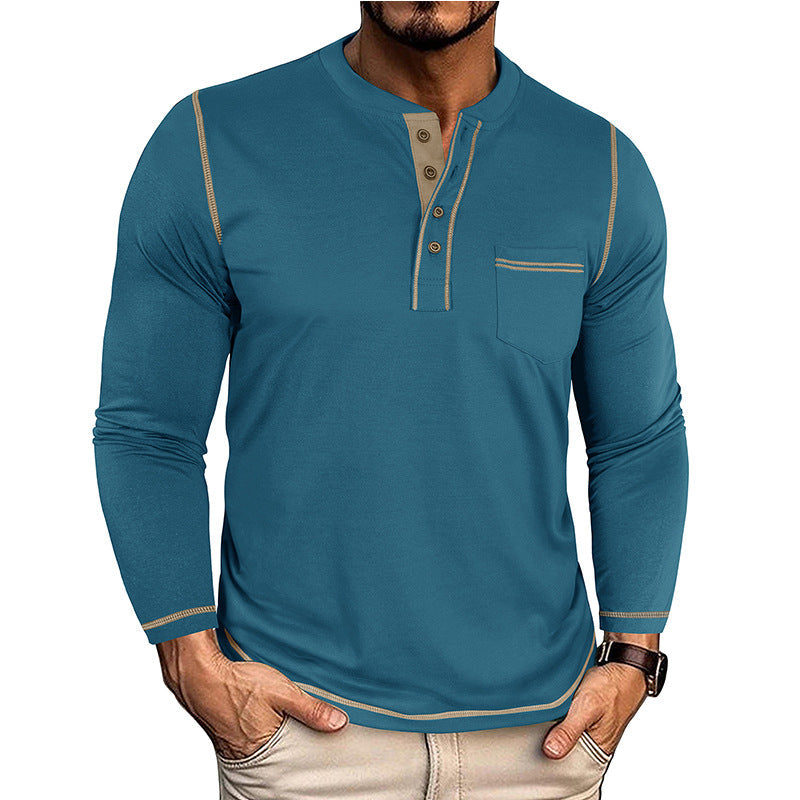 Men's Vintage Colorblock Henley T-Shirt