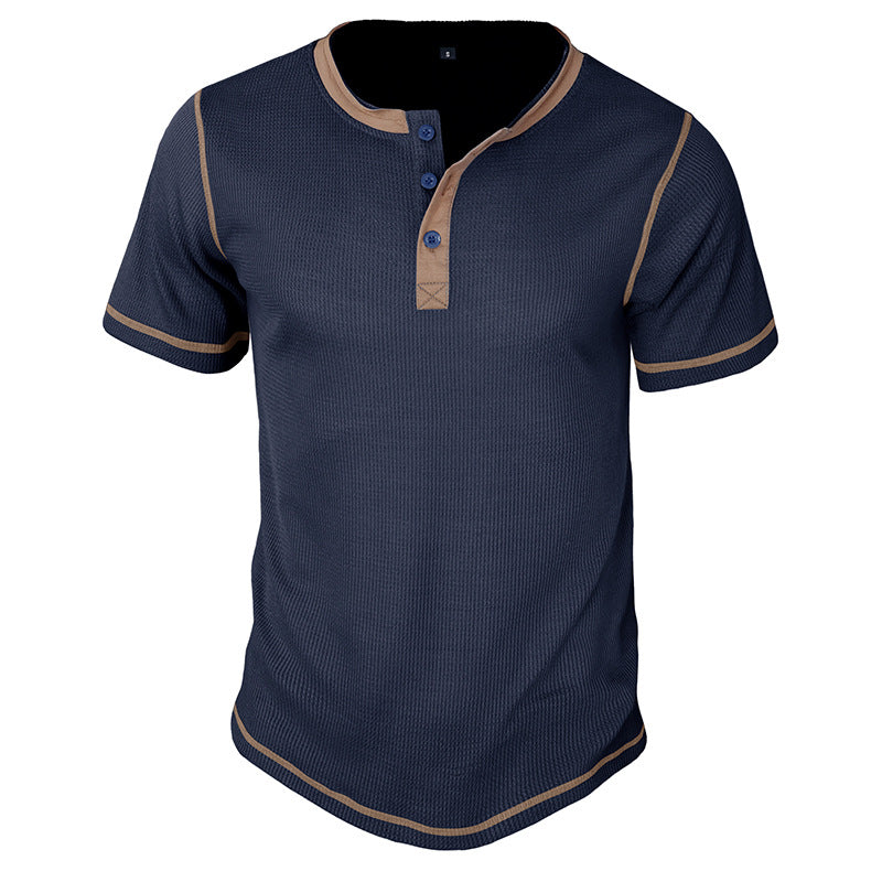 Men's Vintage Color Block Henley T-Shirt