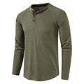 Men's Solid Color Long Sleeve Henley Shirts