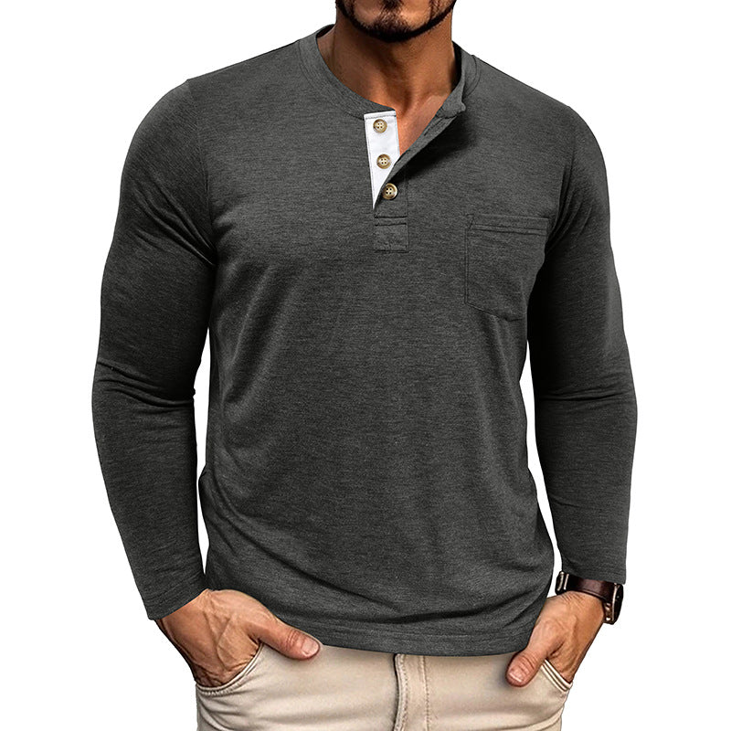 Men's Casual Long Sleeve Henley T-Shirts