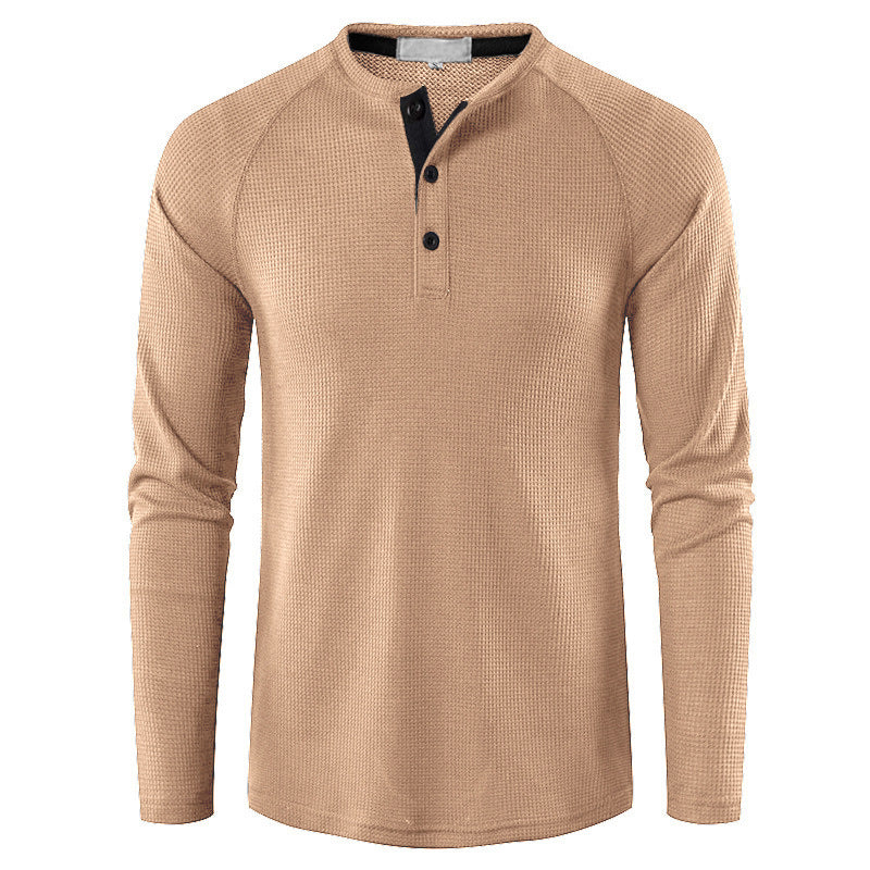 Men's Solid Color Long Sleeve Henley Shirts