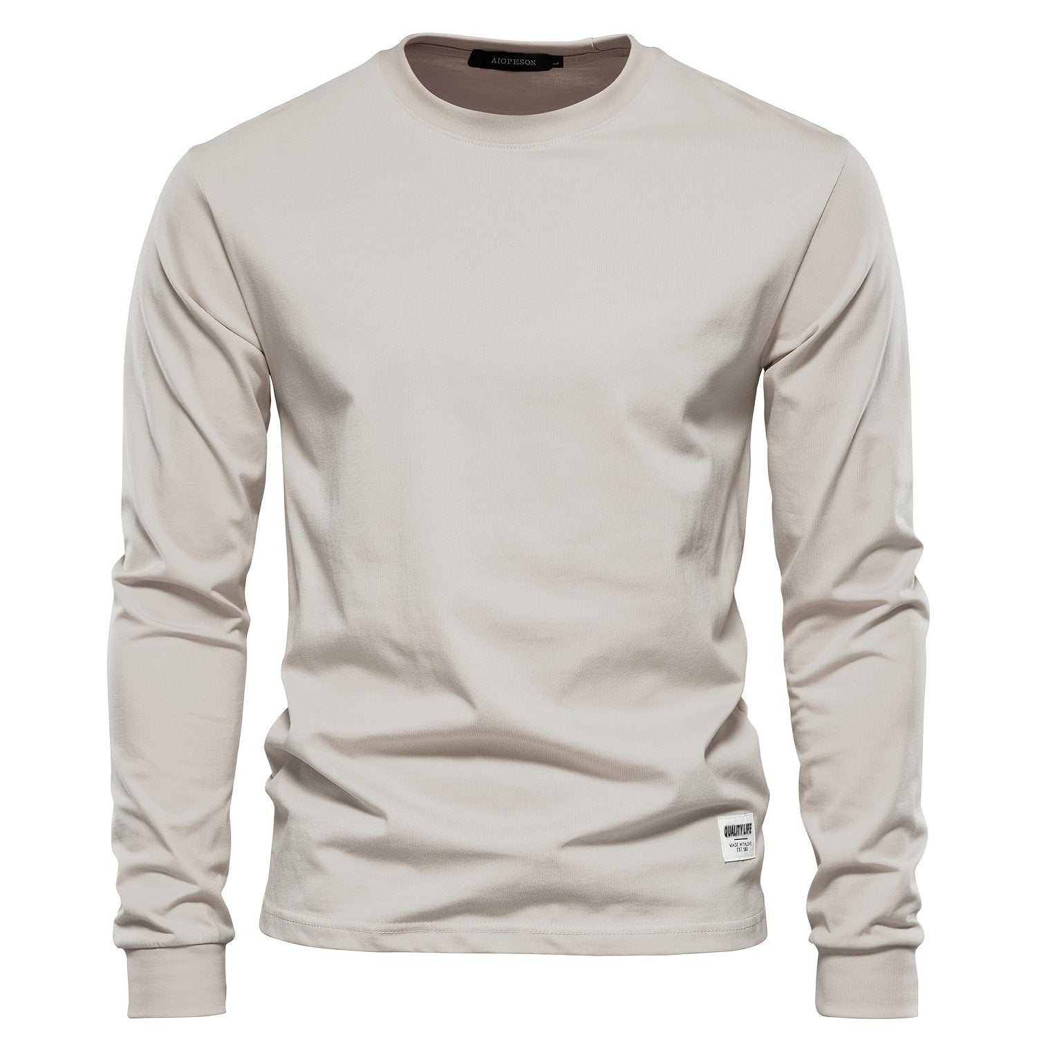Men's Basic Solid Cotton O-neck Long Sleeve T-Shirt