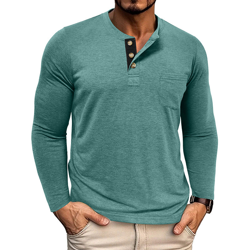 Men's Casual Long Sleeve Henley T-Shirts