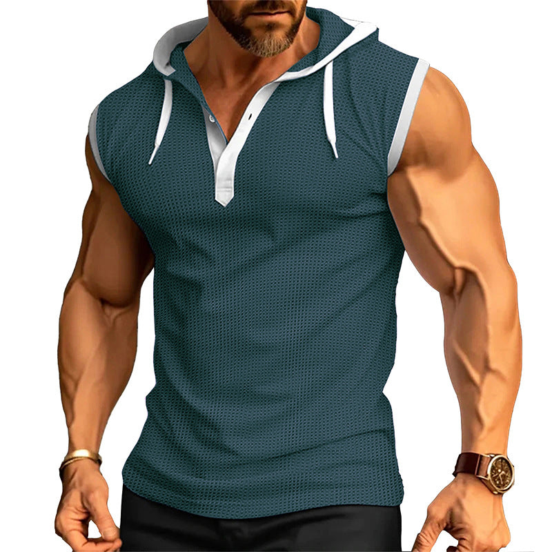 Men's Casual Loose Fit Hooded Pullover Vest