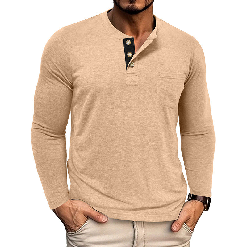 Men's Casual Long Sleeve Henley T-Shirts