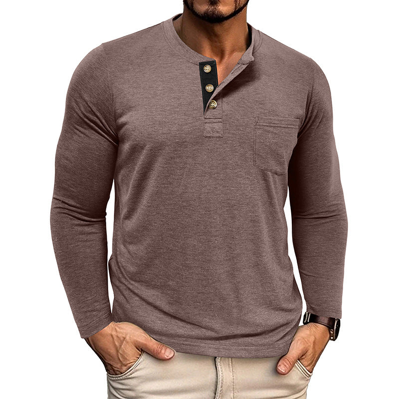 Men's Casual Long Sleeve Henley T-Shirts