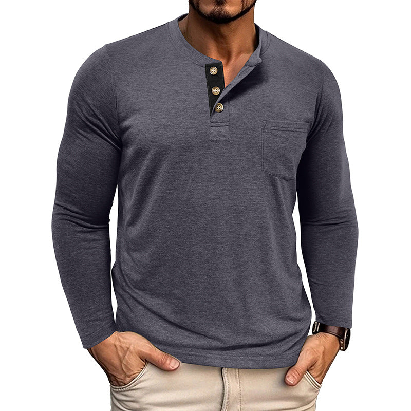 Men's Casual Long Sleeve Henley T-Shirts