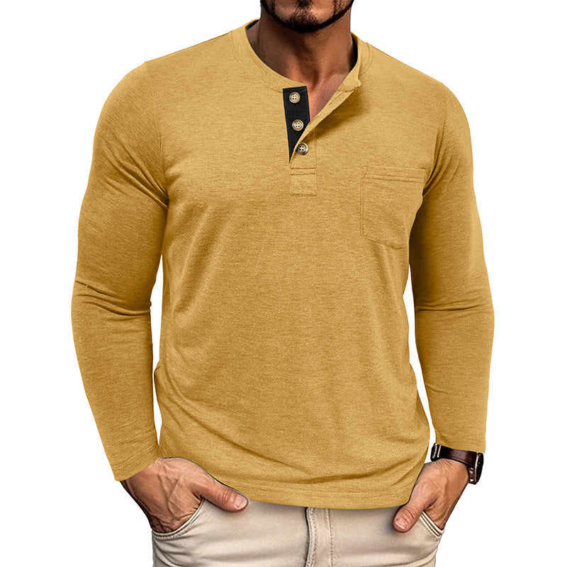Men's Casual Long Sleeve Henley T-Shirts