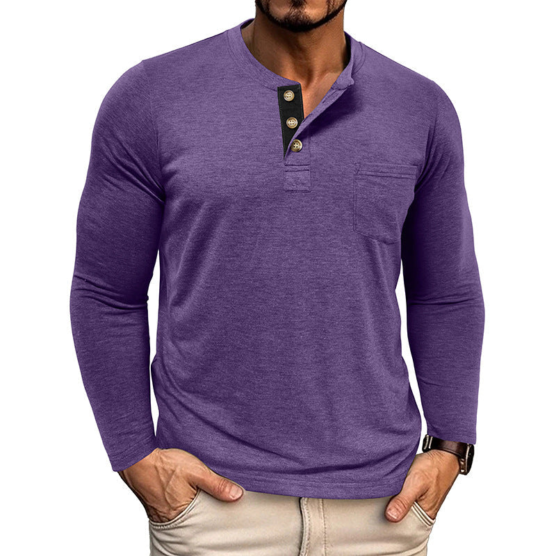 Men's Casual Long Sleeve Henley T-Shirts